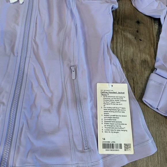 NEW with tags! Lululemon Define Hooded Jacket *Nulu
Lavender Frost sz 14 - Picture 6 of 9